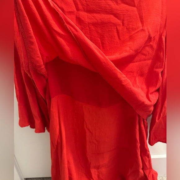 Zara Red Flair Sleeve With Overlay Flowy Dress Size Small Women’s - Picture 8 of 12
